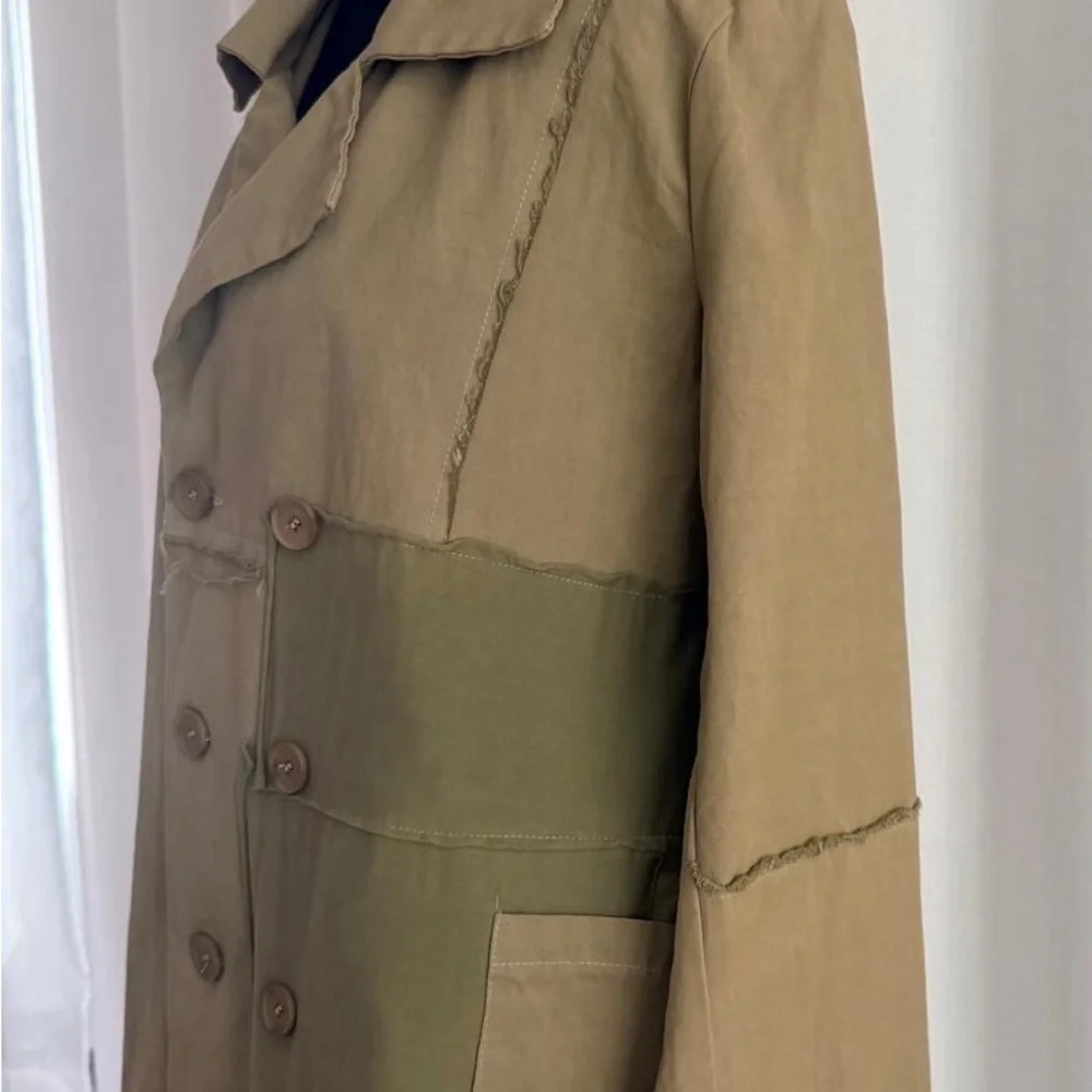 Olive Green Women's Double-Breasted Pea Coat - Picture 10 of 11